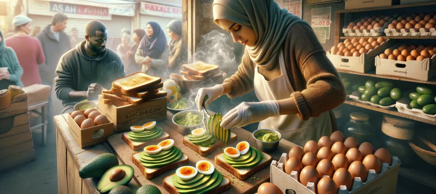 Sandwichmaker Avocado-Ei-Toast fuer unterwegs