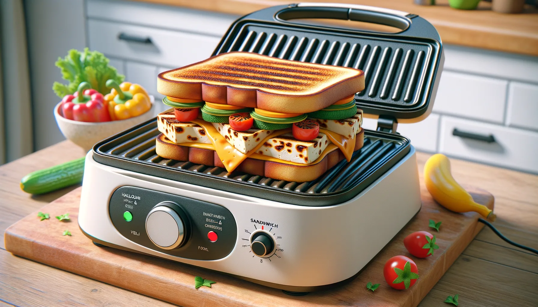 Sandwichmaker Halloumi-Gemuese-Sandwich