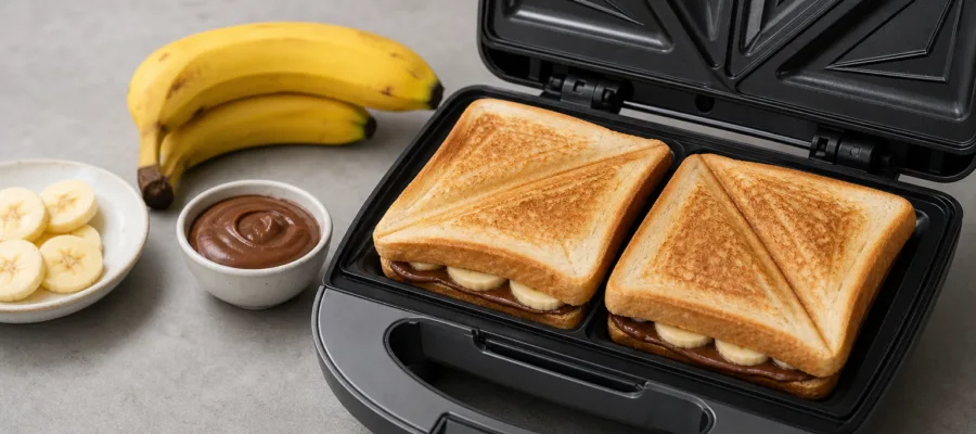 Sandwichmaker Nutella-Bananen-Sandwich als Dessert