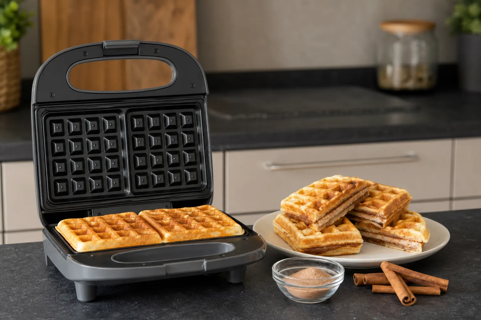 Sandwichmaker Zimt-Zucker-Waffel-Sandwich