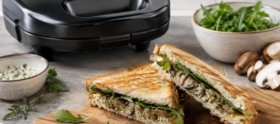 Sandwichmaker Pilz-Kraeuter-Sandwich mit Rucola